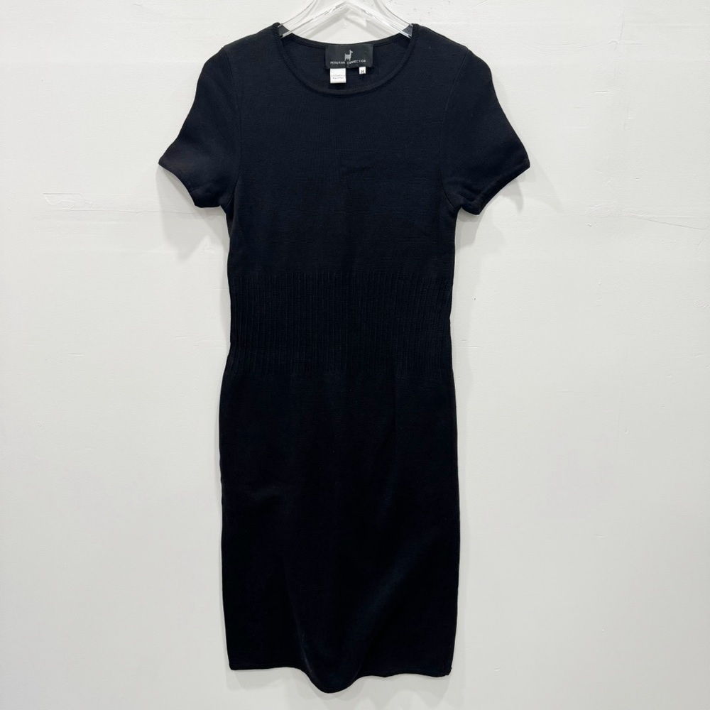 Peruvian Connection Pima Cotton Short Sleeve Knit Midi Dress Medium